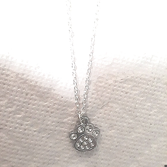 Crystal Paw Print Dangle Earrings Cat Dog Rhinestones Silver Pierced NEW - Picture 10 of 12